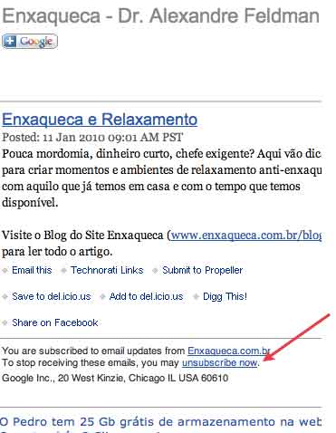 Clique no link Unsubscribe Now para se descadastrar